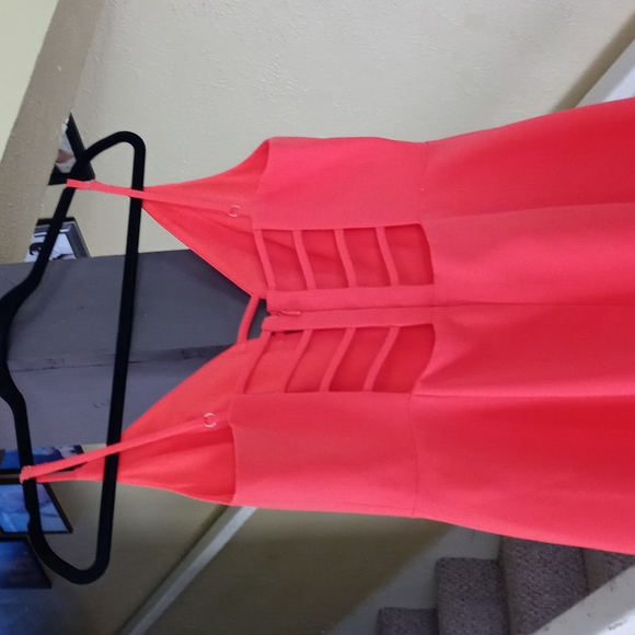 BCBGMaxazria Long Orange Cut-Out Evening Dress Thigh-High Side-Slit (Ariel)Sz 10 - Picture 6 of 7